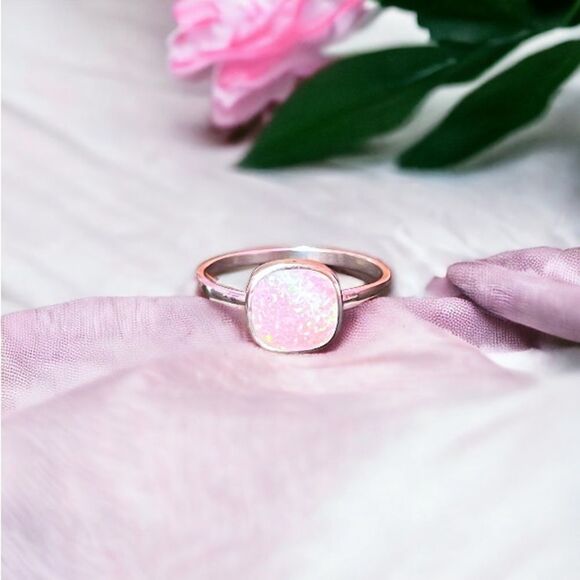 Sterling Silver Square Fire Opal Ring Marked 925 Size 8.75 NWOT - Picture 2 of 5